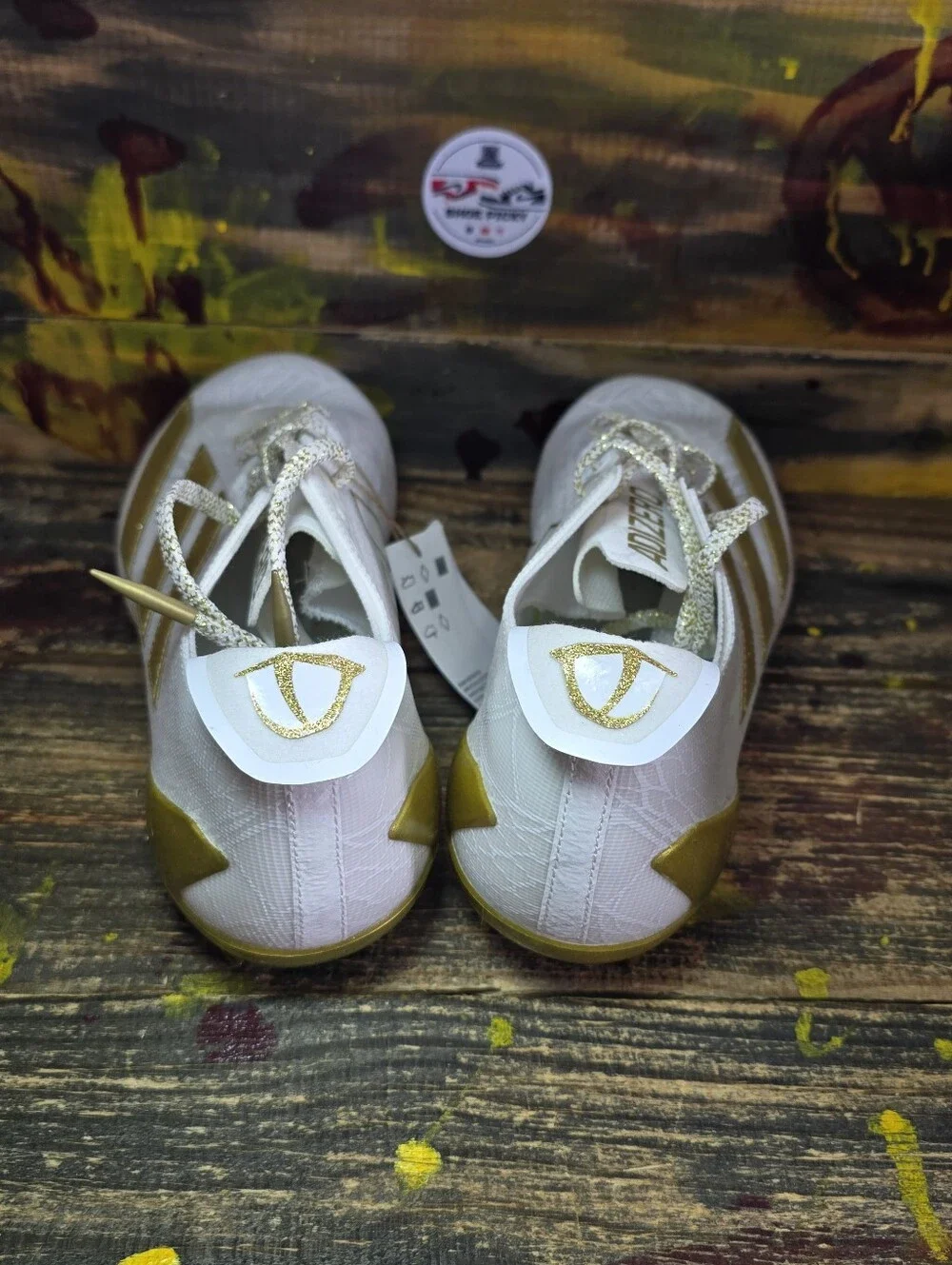 adidas Adizero Electric JH6254 Football Cleats White Gold 3M Reflective sz 11